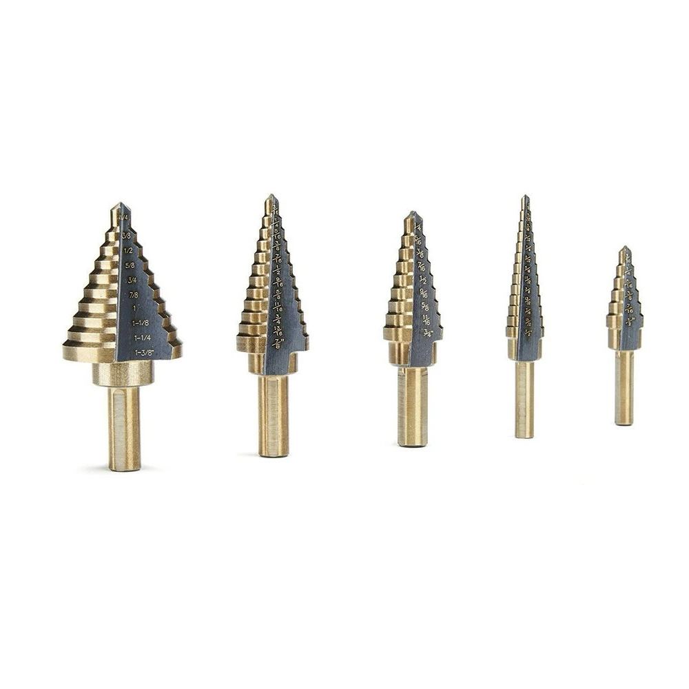 5Pcs Step Drill Bit Set 50 Sizes Bits Center Drill Perforator Hole Cutter Tools