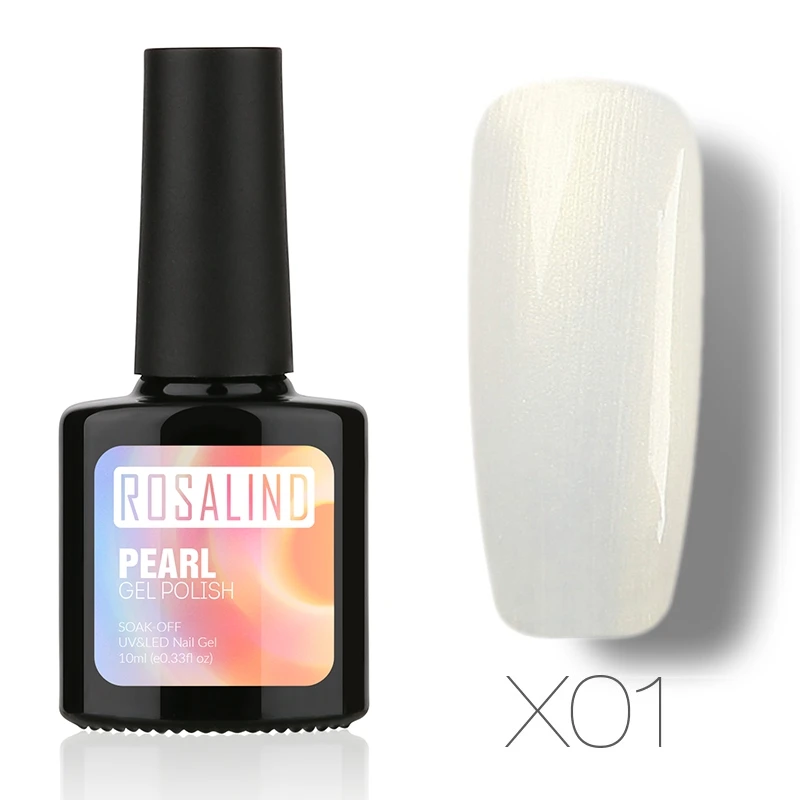 ROSALIND гель 1 S 10 мл перламутровый лак для ногтей чистый цвет УФ отмачиваемый светодиодный лак для ногтей Профессиональные Тени для век Гель-лак - Цвет: X01