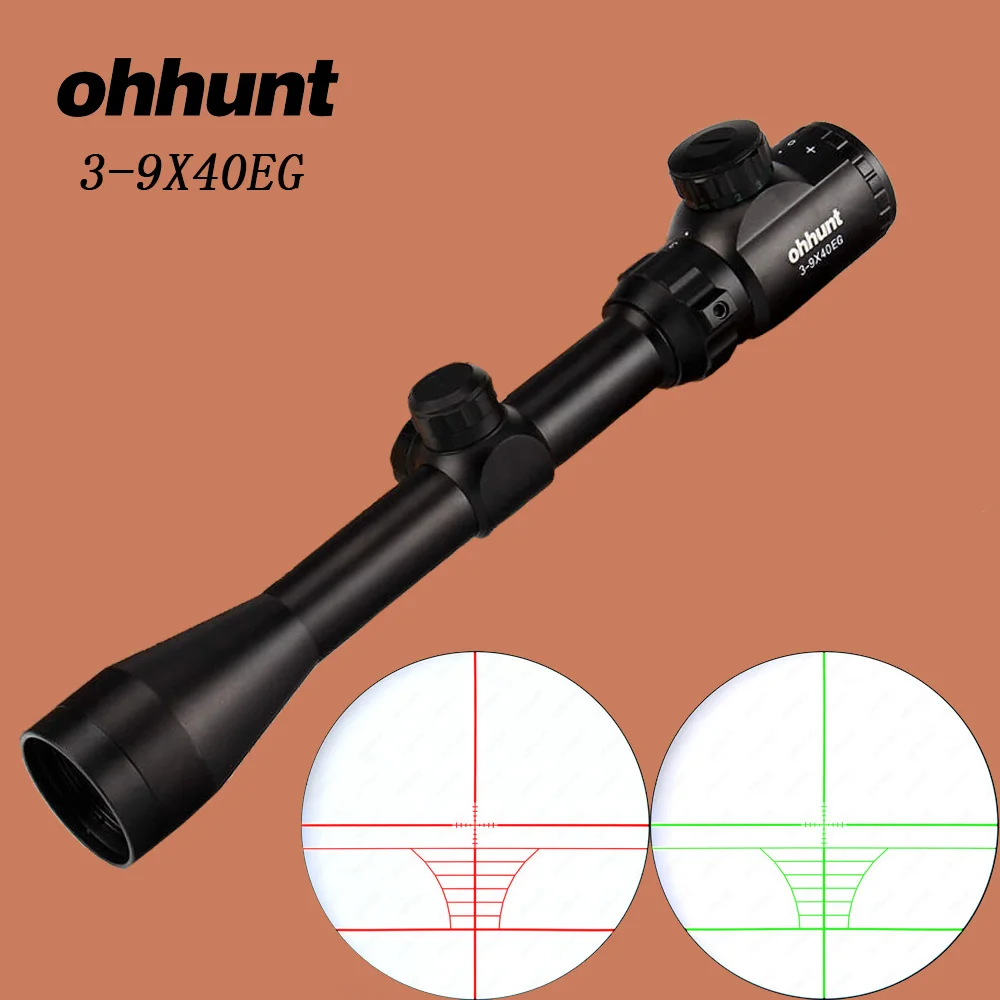 Ohhunt 3-9X40 Тактический Оптический Прицел Красная Зеленая Синия Проволока Сетка Прицел для Охоты.177. 22 Калибр Пневматики - Цвет: No rings