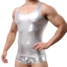 Мужская блестящая майка в стиле панк, Клубная одежда, Модный пуловер с круглым вырезом, облегающая кожаная футболка из ПВХ, крутая мужская майка