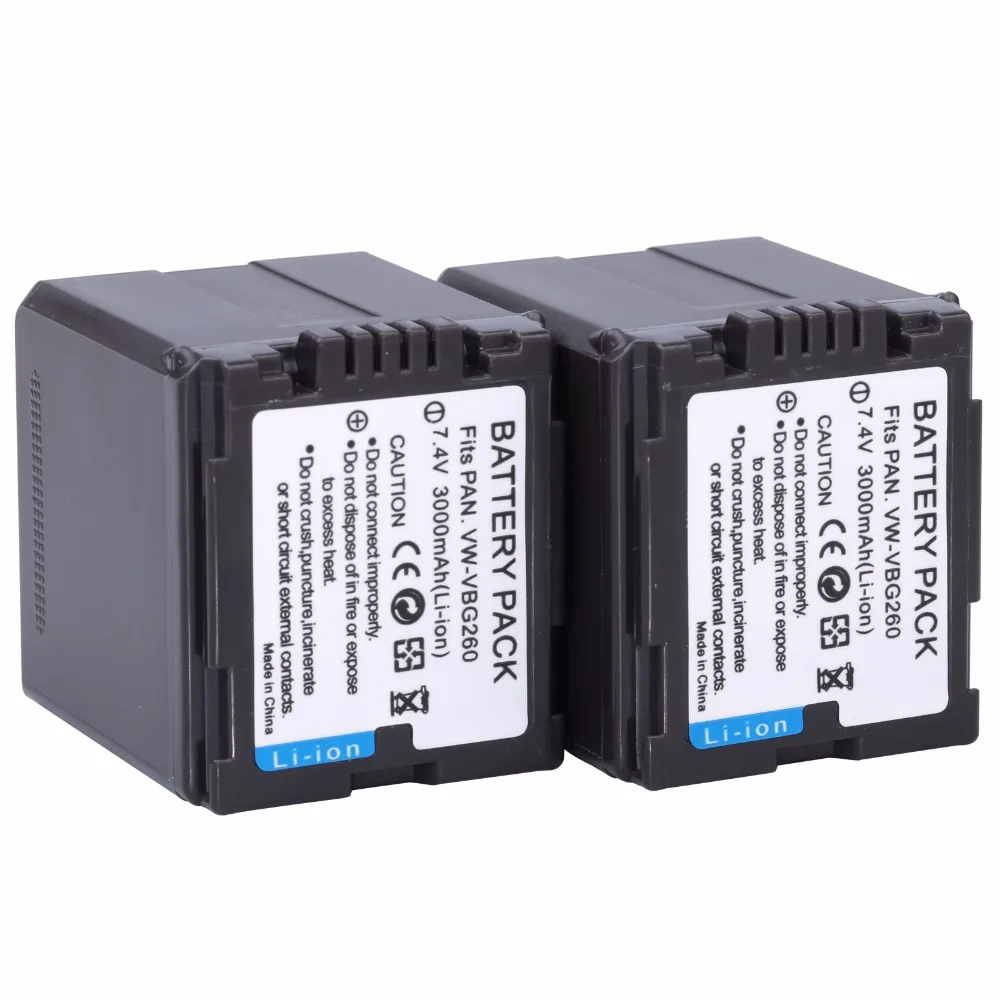 2 шт. VW-VBG260 VW VBG260 vbg130 VBG260 Батарея для Panasonic hdc-hs700 tm700 hs300 tm300 hs250 sd20 hs20 hdc-sdt750 sdr-h40