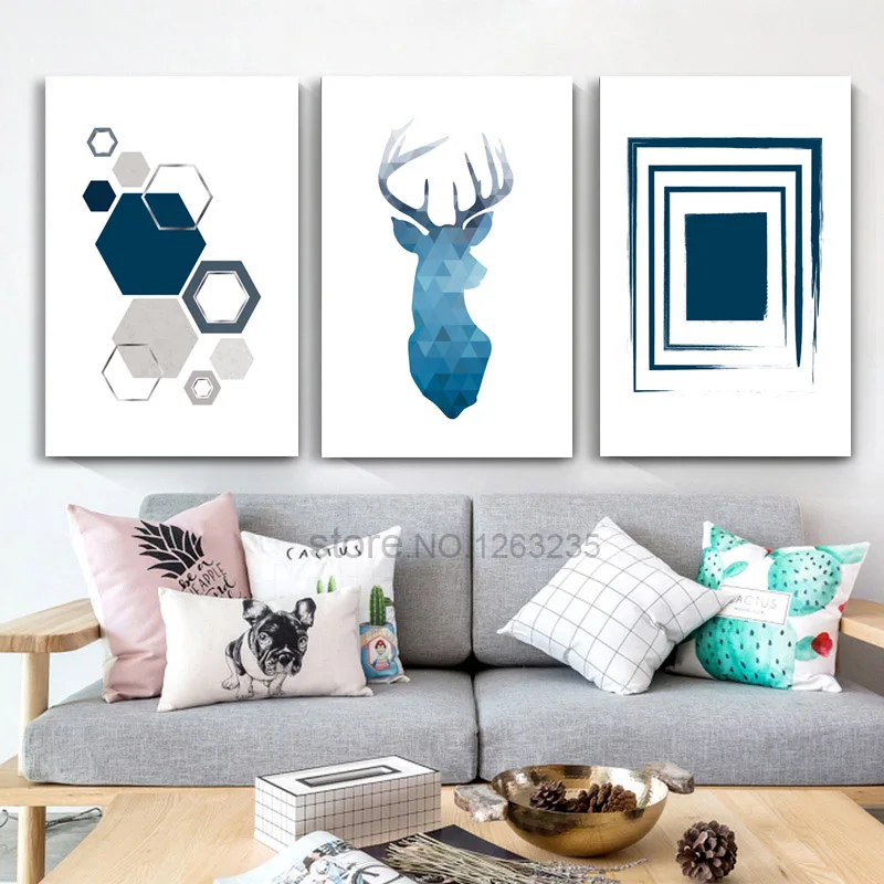 Abstract Deer Wall Art Cuadros Nordic Poster Geometric Wall Pictures For Living Room Canvas Painting Home Decor Modern Unframed