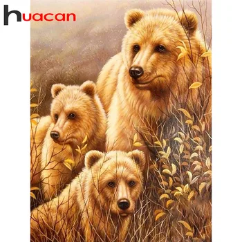 

Huacan 5D Diamond Painting Full Square/round Bear Diamond Mosaic New Animal Picture Of Rhinestones Diamond Art