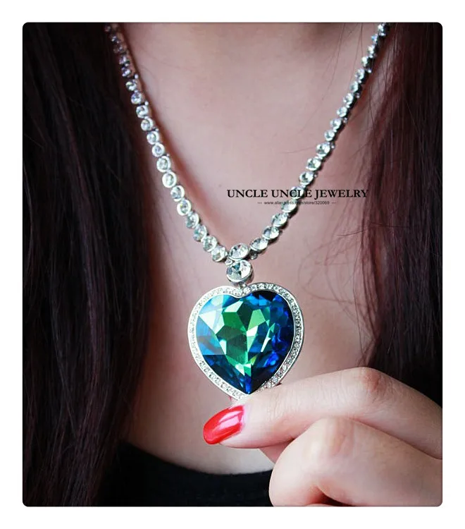 Высокое качество белый золотой цвет сердце океана дизайн темно синий с