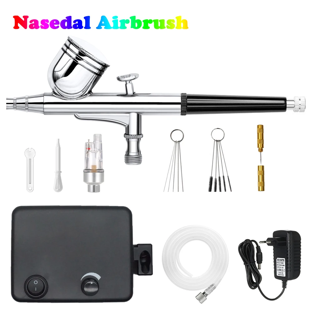 Nasedal Dual Action Airbrush Compressor Kit Spary Gun Airbrush for Nail