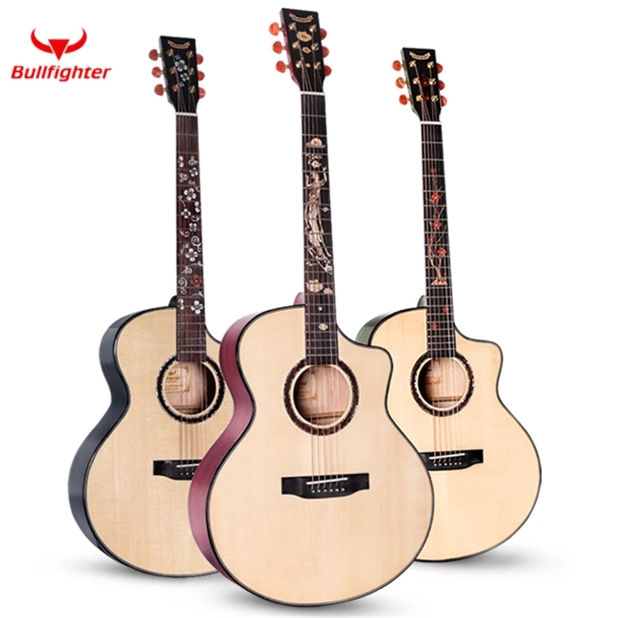 

Bullfighter D5M 41inch Performance Acoustic Guitar Closed Agate Knob Picea Acoustic Folk Wood guitar Guitarra Musical Instrument