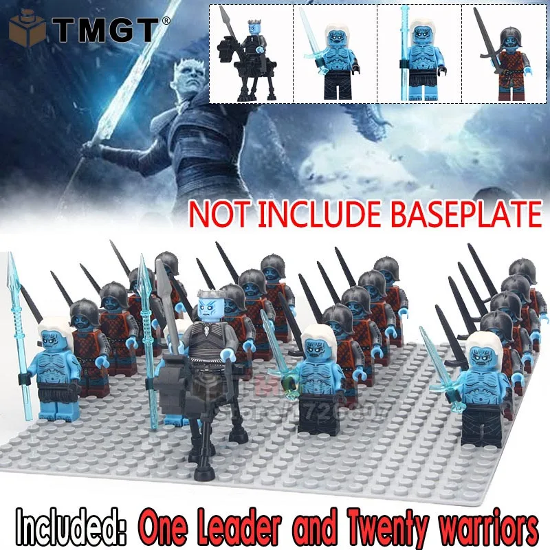 

21PCS/LOT Legoings game of Thrones Military Army Group The Others group with weapon and horse Building Blocks Toys For Childern