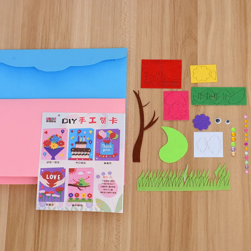 DIY Handmade Greeting Cards Non-woven Material Craft Toys Kids Creative 3D Puzzle Toy