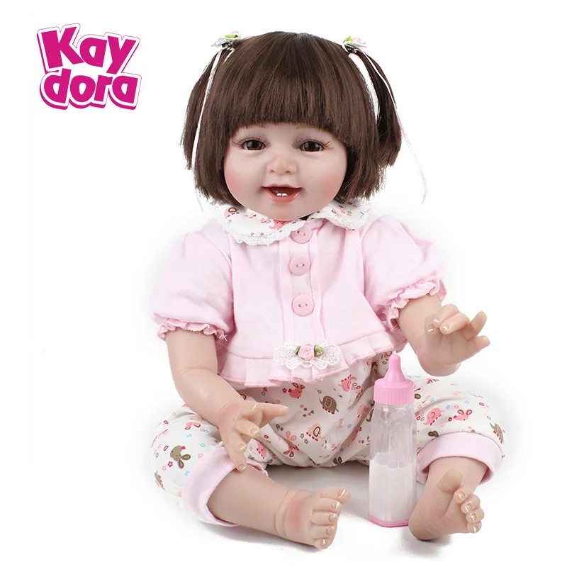 

22 inch 55cm Silicone Reborn Baby Dolls Lifelike Soft Cloth Body Smile Girl Real Dolls Kids Reborn Babies Toys Birthday Gift
