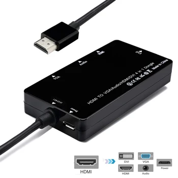 

Chenyang VGA/Audio/HDMI/DVI 4in1 Dongle to HDMI Adapter Multiport Splitter Converter For PS3 HDTV PC Monitor Projector