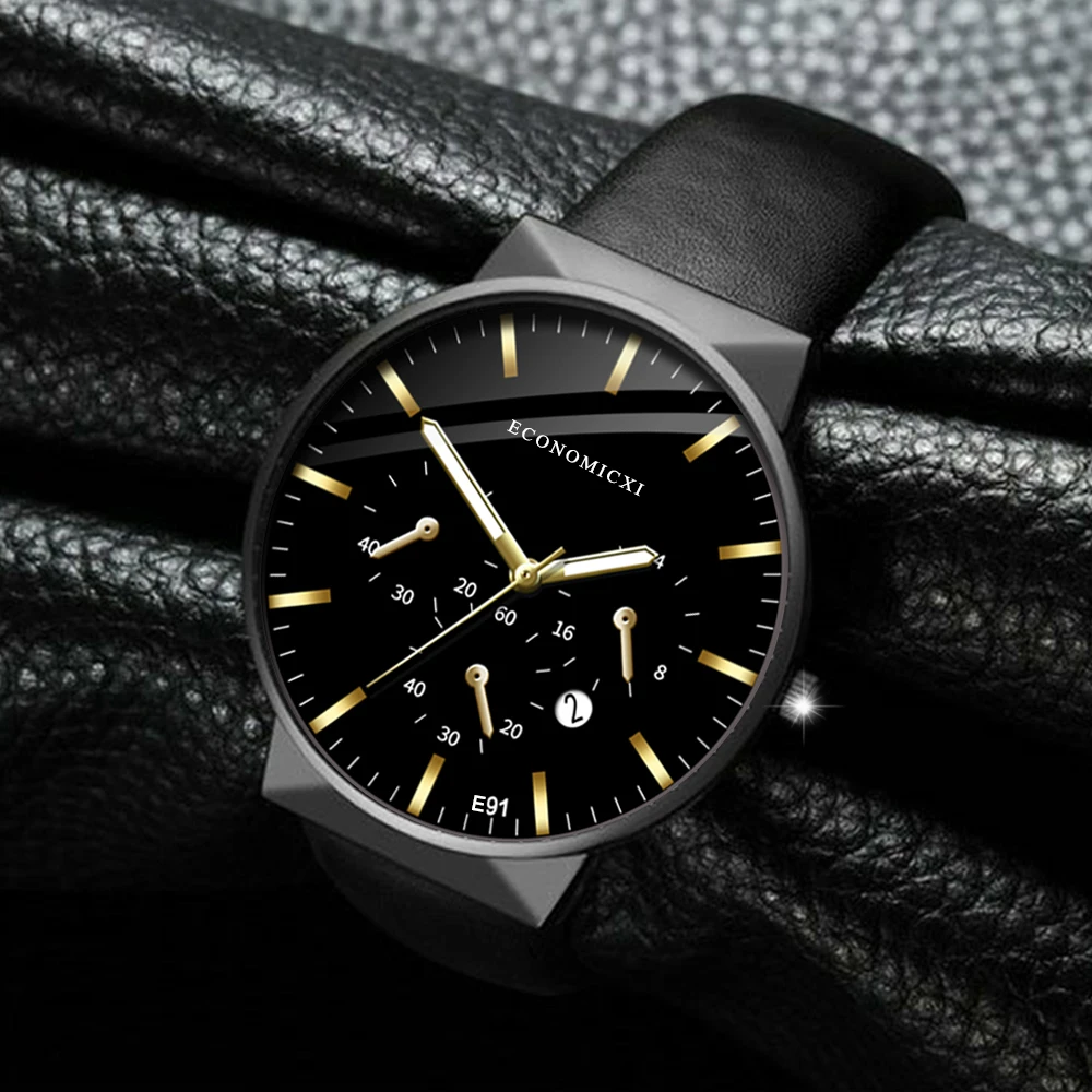 

New Men's Trend Watch Leather Casual Simple Fashion Calendar Quartz Sports Business Watch Men's Gift Watch Reloj De Hombre