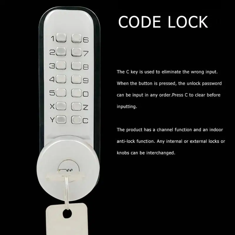 Механический цифровой дверной замок с ключами, цинковый сплав, кнопка ввода кода, кодовый замок, безопасность дома, мебельная фурнитура