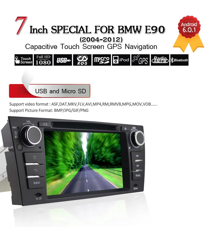 Perfect 7 Inch Quad Core 1024*600 Android 8.1 Car Stereo Radio GPS Navigation For BMW E90 2004~2012 GPS Capacitive Touch Screen Radio 2