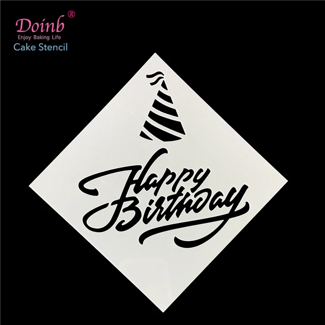 Levél Boldog Születésnapot Tiramisu Műanyag Spray -Virág Torta Penészpadon Sablon Duster Cupcake Fondant Sütőszerszám Formák Fq4115