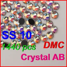 SS10 1440 шт./пакет clear crystal AB DMC исправление Flatback Стразы стразы, гладить теплообмена одежды хрусталя камень блестит