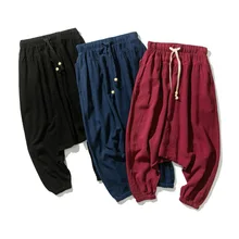 Chinese style men's wide-leg pants Thailand Nepal loose national harem pants linen lanterns big beach pants summer Chinese style men's wide-leg pants Thailand Nepal loose national harem pants linen lanterns big beach pants summer