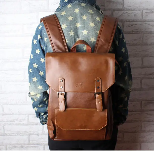 New men backpacks vintage leather backpack big size travel bag student casual laptop backpack school bags for teenagers girls