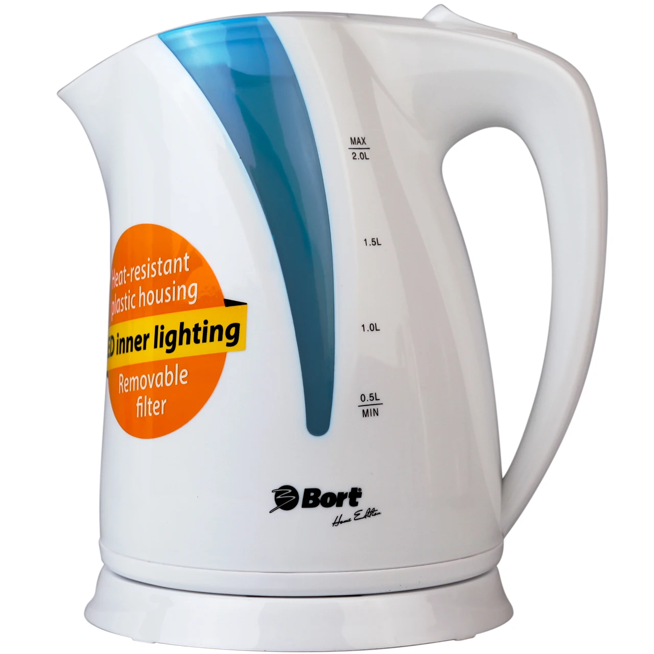 Чайник электрический Bort BWK-2220P (объем 2л., подсветка голубого цвета, фильтр)