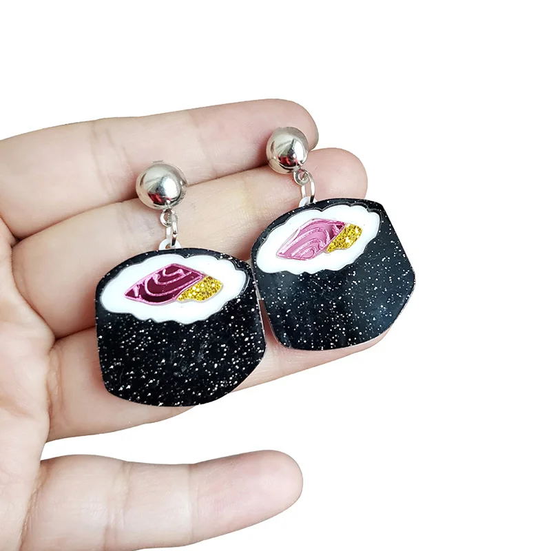 1Pair New Super Cute Japanese Rice Balls Drop Earrings For Female Sushi Food Shape Creative Dangle Jewelry | Украшения и