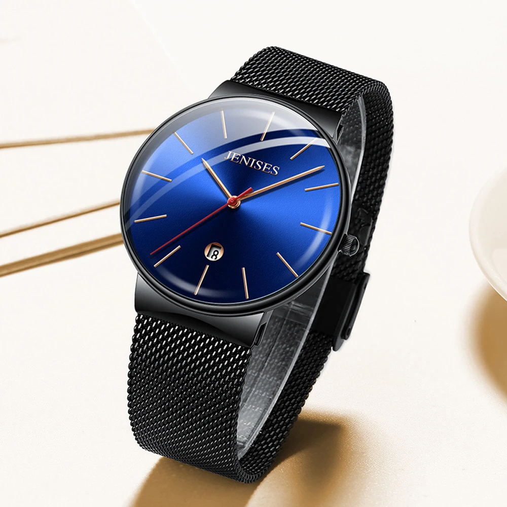Montre Homme 2020 Модные Бизнес кварцевые наручные часы для мужчин JENISES стальные с
