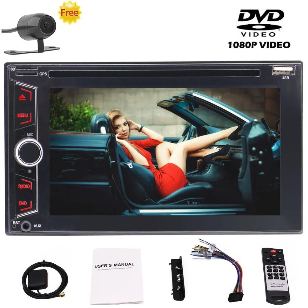Backup Camera+Double Din 6.2'' Car Stereo In Dash Vehicle GPS