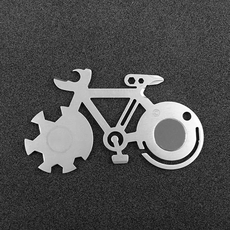 

Titanium-Plated Bicycle Shape EDC multi-tool card Compact and portable Wrench Screwdriver Cycling Camping Survival Keychain Pro