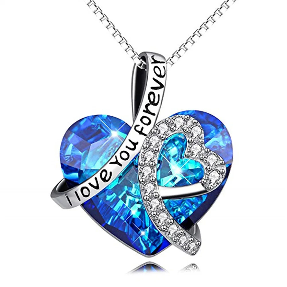 

Timeless Classic Ocean Heart Pendant Necklace Titanic Blue Crystal Necklace