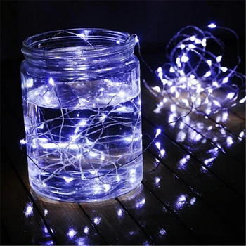 

10pcs 2M 20 Led Copper Silver Wire Fairy Garland LED String Light Christmas Wedding Home Decor Powered Button Cell Battery Lamp