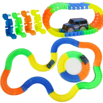 Big Size Magical Glow Racing Track Set Flexible Flash in the Dark  Railway Rack Track with LED Light Car Toys for Children 1