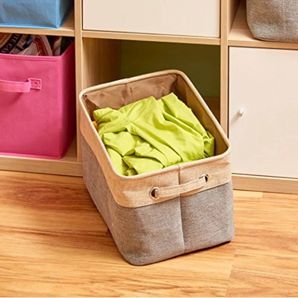 

Cube Storage Bins Foldable Canvas Fabric Tweed Storage Cube Bin Set With Handles