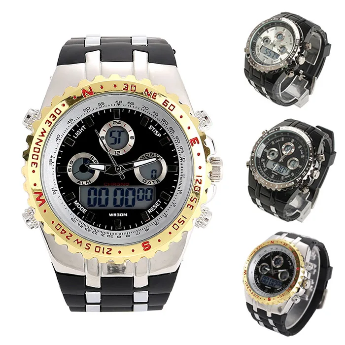 

Men Sports Watches Decent Electronic Display Hour/ Minute/Second/ Date Clock Alarm Clock Stopwatch Backlight For Husband Gift LL