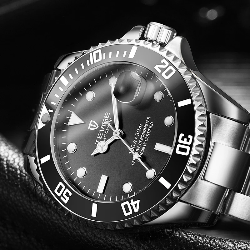 Tevise автоматические Деловые часы Для мужчин Relogio automatico masculino Водонепроницаемый