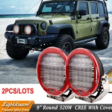 Rodada 320 W led trabalho leve 9 “polegadas Preto Vermelho levou luzes de condução 12 V 24 V led off estrada de luz para SUV ATV UTV 4WD 4×4 Boat x 2 pcs