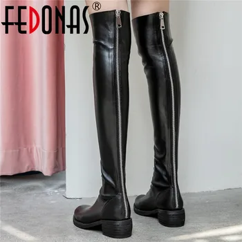 

FEDONAS Women Brand Warm Autumn Winter Over The Knee Boots Genuine Leather Riding Boots Back Zipper Party High Heels Shoes Woman