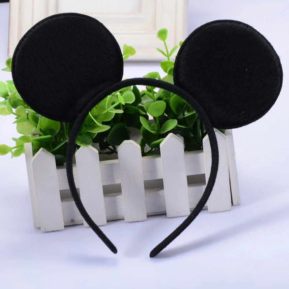 

1pcs/lot Minnie Mickey Ear With Glitter Sequin Bow On Black/White/Red Stripe & Dot Headband For Girls Minnie Mouse Hairband