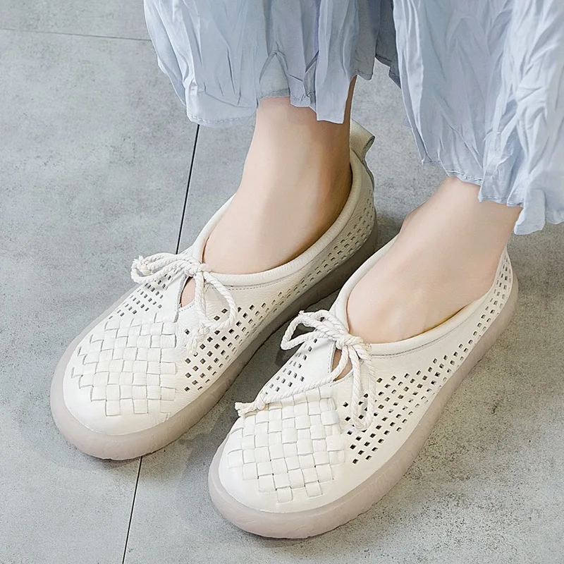 

2019 spring new fashion simple solid color hollow casual shoes women soft and comfortable wild flat shoes