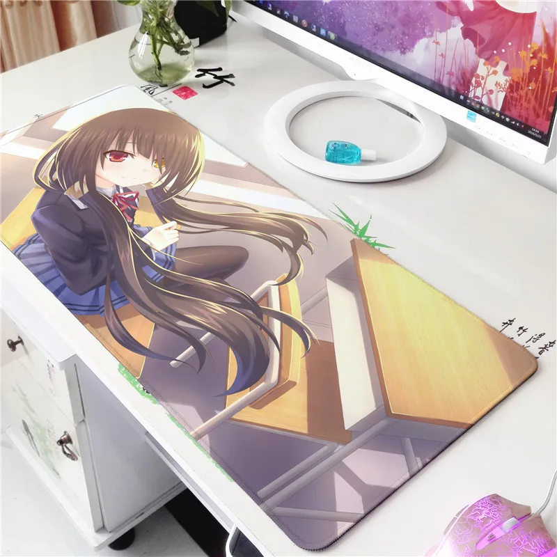 Большой коврик для мыши 80x40 см XL с японским сексуальным аниме игровой девушки