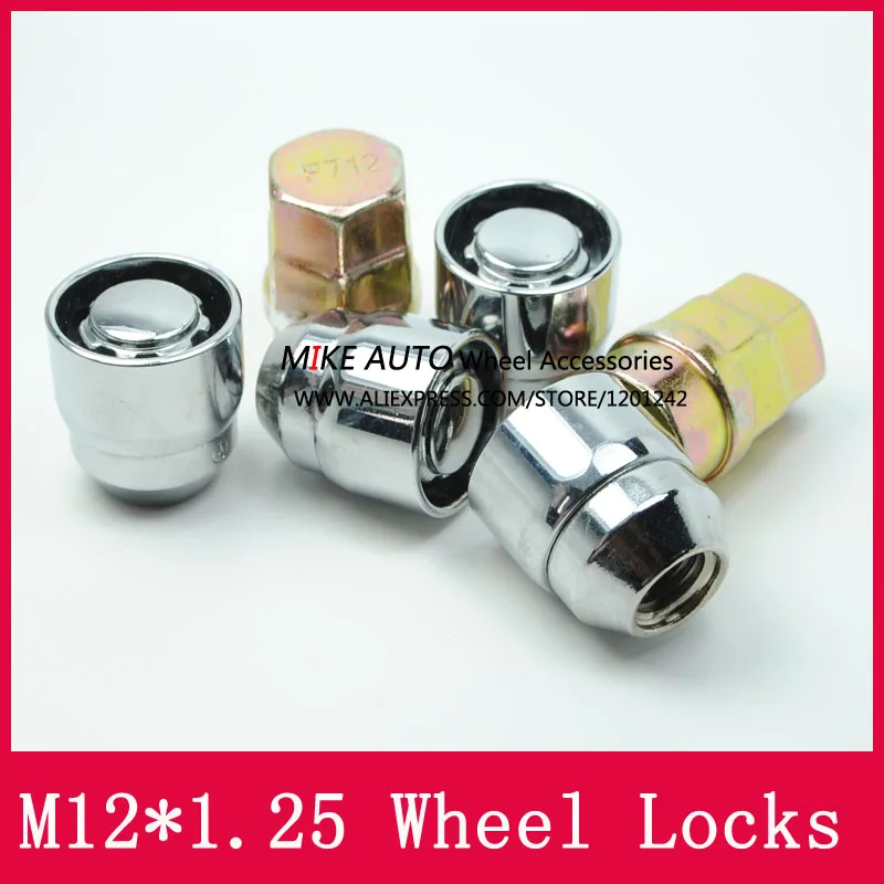 4 гайки + 2 ключа M12x1.25 1 25 для колесных замков противоугонная Защитная гайка