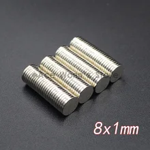 10 шт. неодимовые Дисковые магниты 8x1 мм N35 Супер Сильные мощные редкоземельные 8 мм x 1 мм маленькие круглые магниты