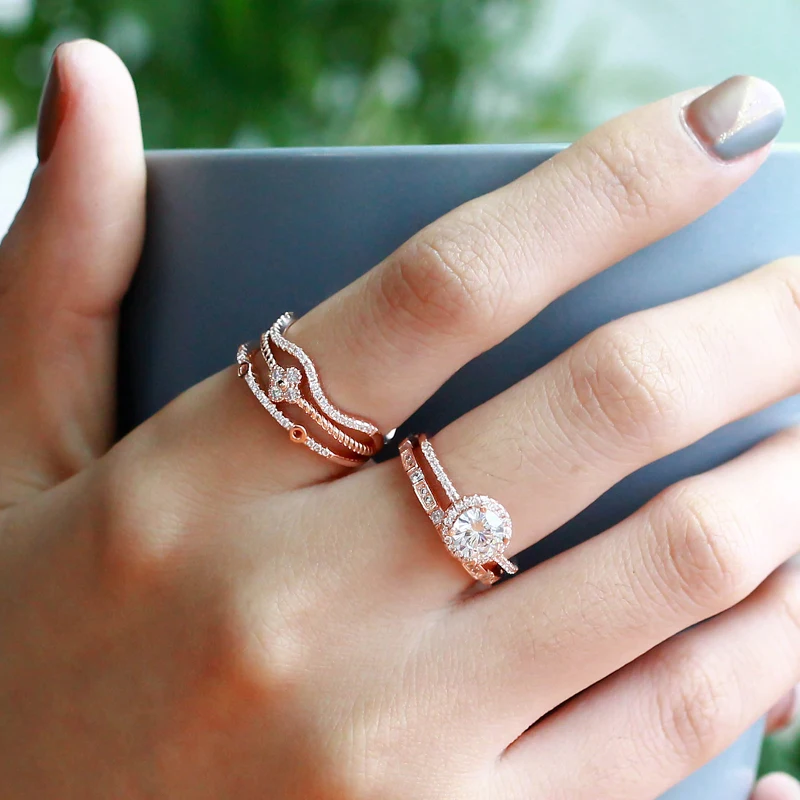 

Starland New Silver Rings Flower Geometry Shape 925 Sterling Silver White CZ Ring for Women Wedding Ring Fine Jewelry