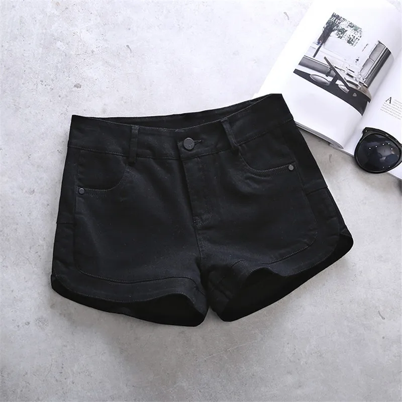 Black White Denim Shorts Women Low Waist Sexy Summer Women Shorts Short Femme Trousers Women Stretch Jeans Shorts Hotpants C5597