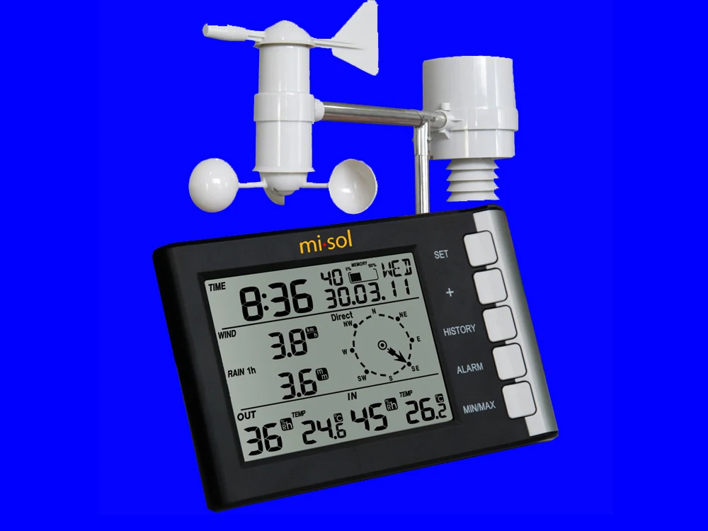 

Free Shipping!!! professional weather station wind speed wind direction temperature humidity rain 433Mhz