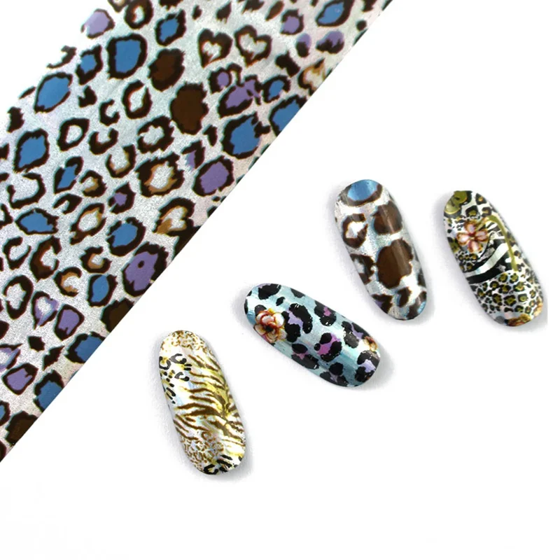 

16pcs Leopard Print Stickers On Nails Foils Starry Sky Wraps Transfer Decals Polishing Sliders Nails Accessories Wrap Tools