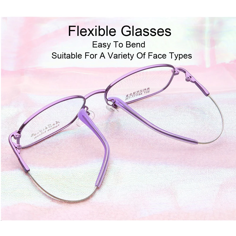 Память металлические очки женские полный обод очки BSX807 может сделать рецептурные линзы легкие элегантные очки без давления носовая накладка