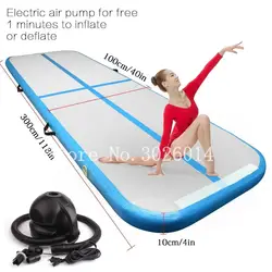 Бесплатная доставка 10ft надувной гимнастический воздуха трек акробатика коврик воздуха акробатика коврики с электрическим насосом для
