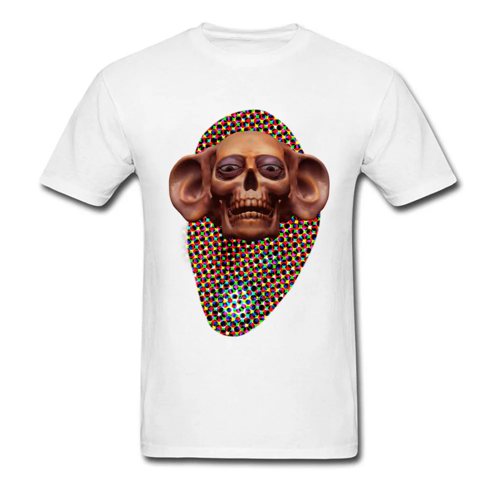 Deejay Skull Pure Cotton Tops Shirt for Men Casual T Shirts comfortable Hip Hop O Neck Tops Tees Short Sleeve Top Quality Deejay Skull white