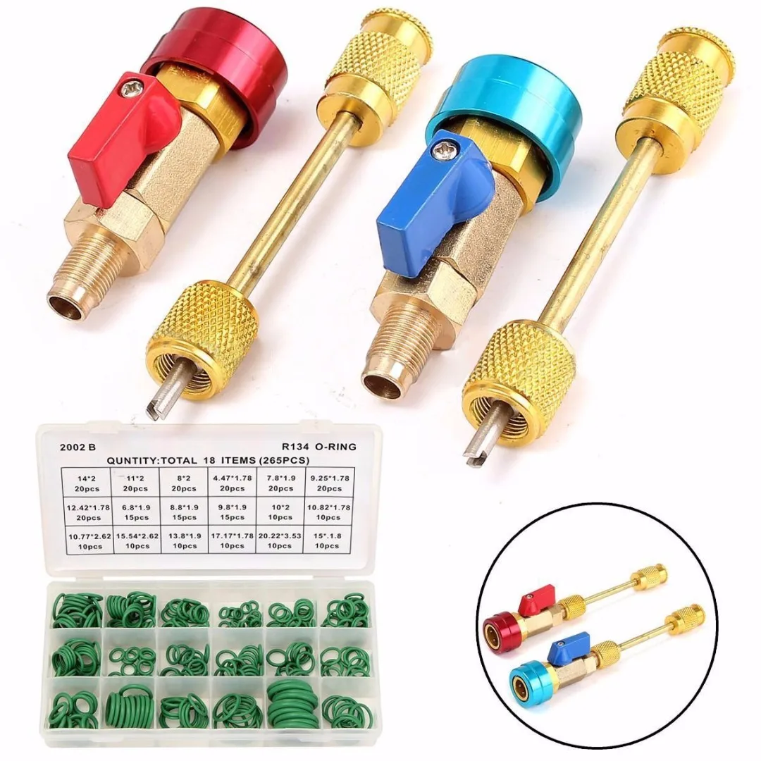 DWZ R134a Valve Core Quick Remover Tool + 265Pcs A/C R12 Car O-Ring Assortment Kit