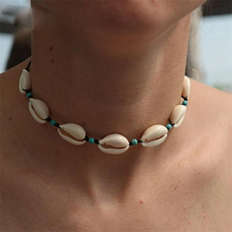 Ethnic Style White Shell Choker Necklaces For Women Handmade Shells