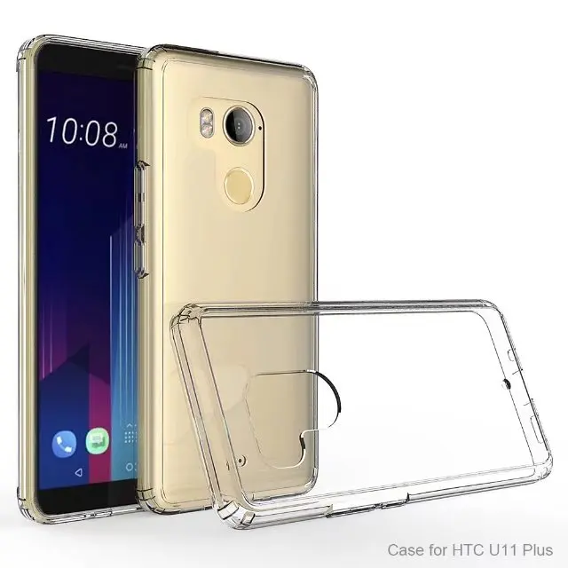 Прозрачный Для htc U11+ противоударный чехол ТПУ бампер+ акриловый тонкий двухслойный чехол для телефона для htc U11 Plus прозрачный защитный чехол - Цвет: Прозрачный