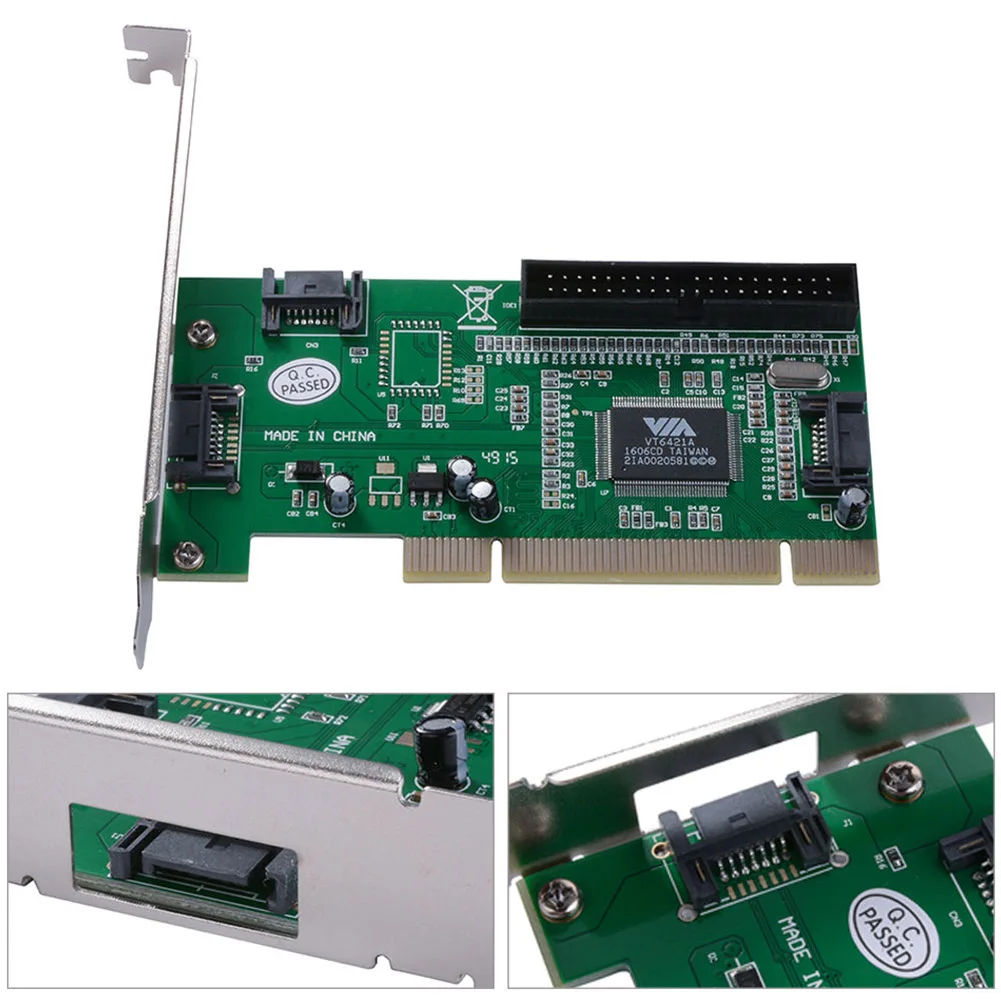 

New Hot PCI to 3 Ports SATA + IDE Combo Controller Card Adapter Converter VIA6421 Chip HDD AC388 QJY99